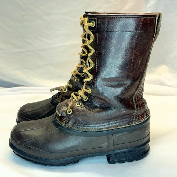 SCHNEE\'S Winter Snow PAC BOOTS Mens 7!Brown Leather Rubber Vamps & Warm Liners main image 13